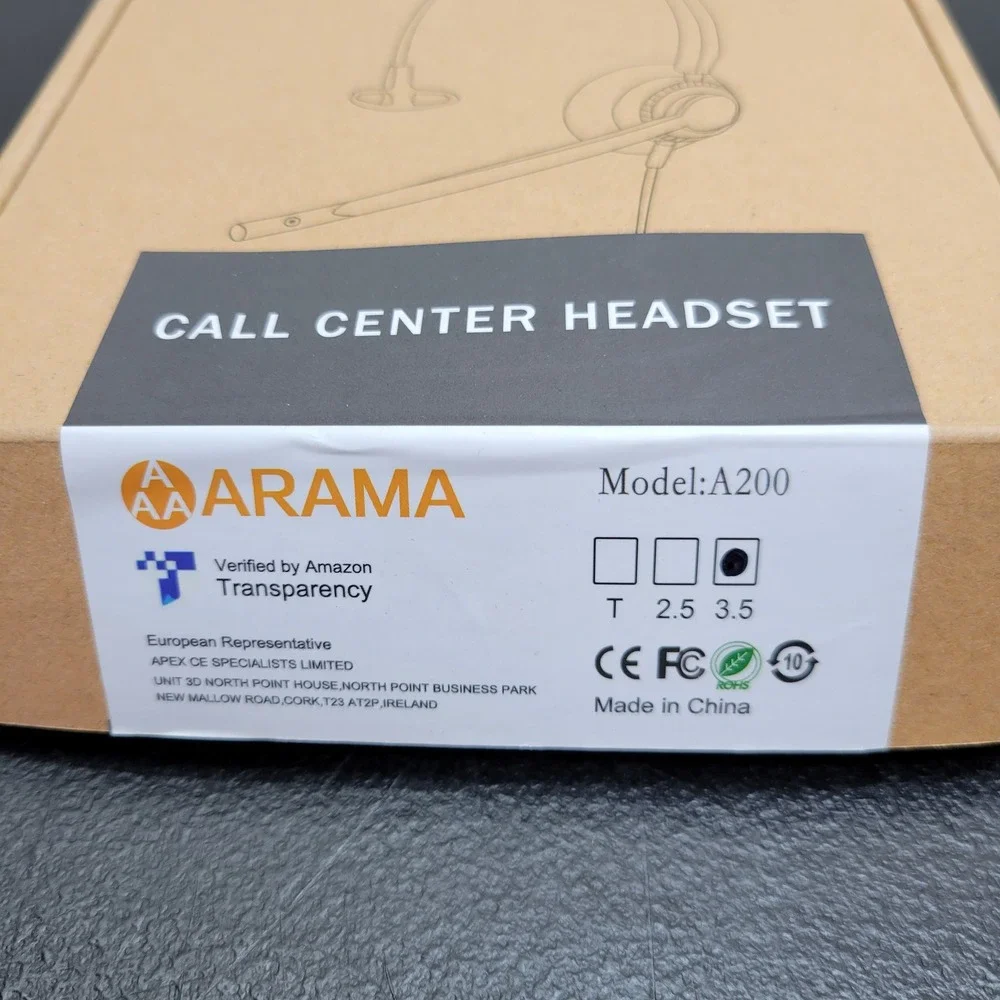 Arama A200 Telephone Headset Call Center 3.5mm Wired Single Ear
